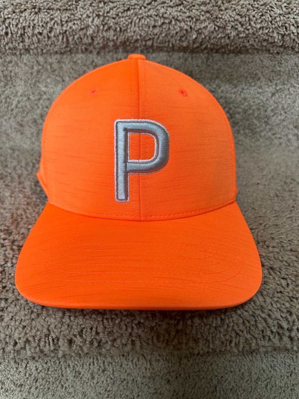 Puma Kids Neon Orange Baseball Cap with Silver 'P' Patch